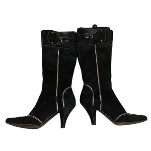 Burberry nova trim black tall boots size 37